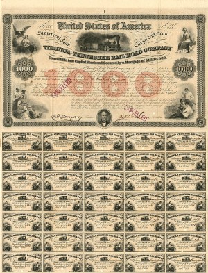 Virginia and Tennessee Railroad Company - $1,000